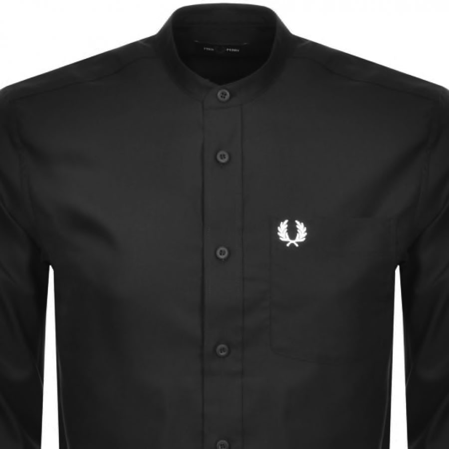 Alternative Image for ProductFred Perry Long Sleeved Grandad Collar Shirt Black2